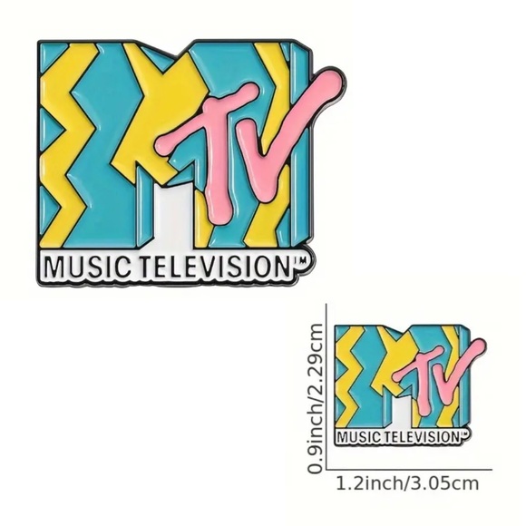 Enamel Pin of MTV’s Logo with Zigzag Design Vibrant Retro Fun NEW - Picture 2 of 4